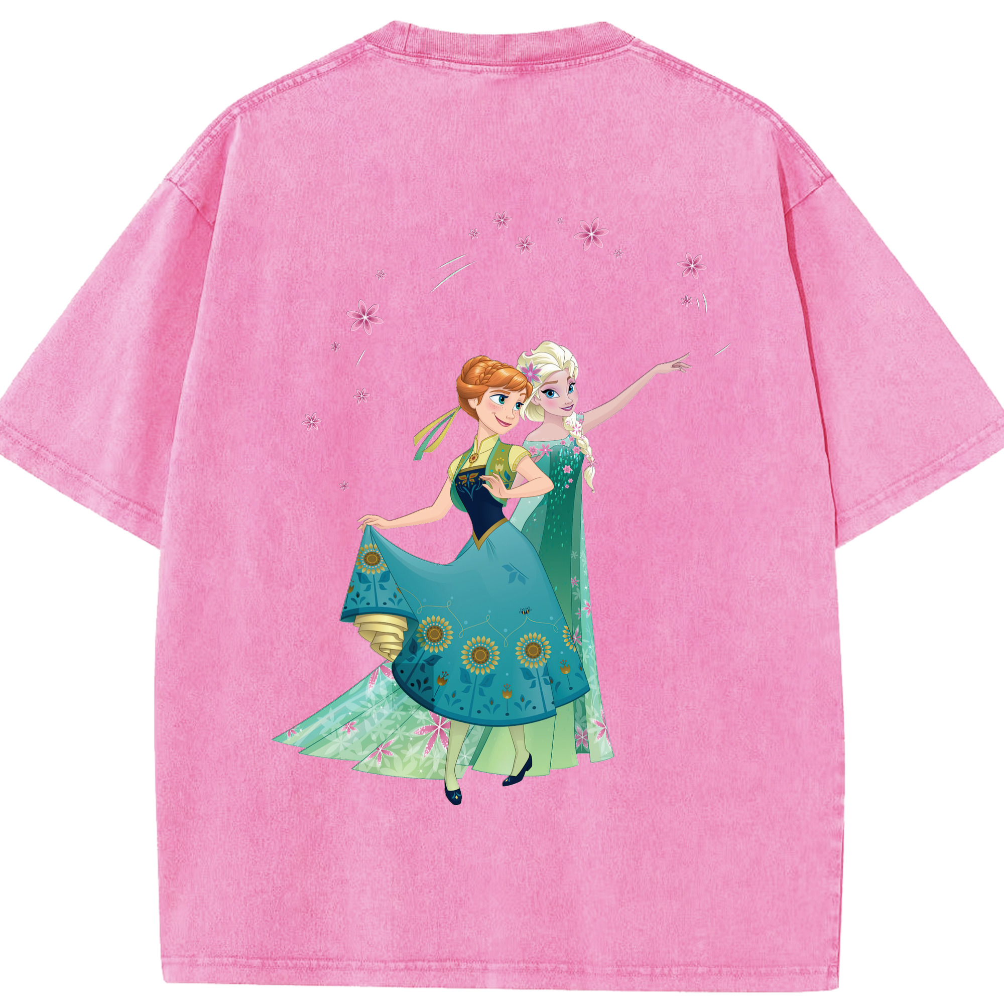 （画像用） アナと雪の女王 アンナ エルサ Frozen Anna Elsa 綿100% ヴィンテージ風 半袖Tシャツ（背面プリント）